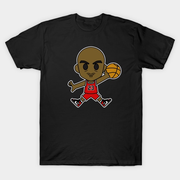Chibi Michael Jordan Jump Red T-Shirt by Chibi Pops